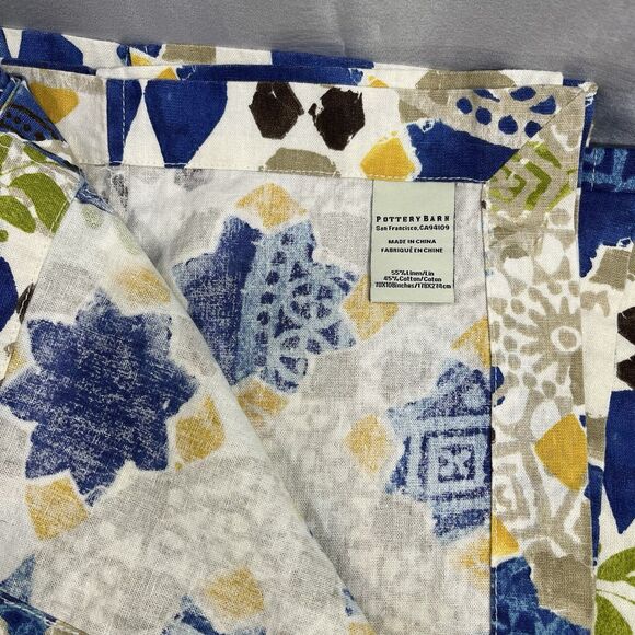 POTTERY BARN XL Rectangle Linen Floral Tropical Tablecloth  70" x 104" - Picture 6 of 10